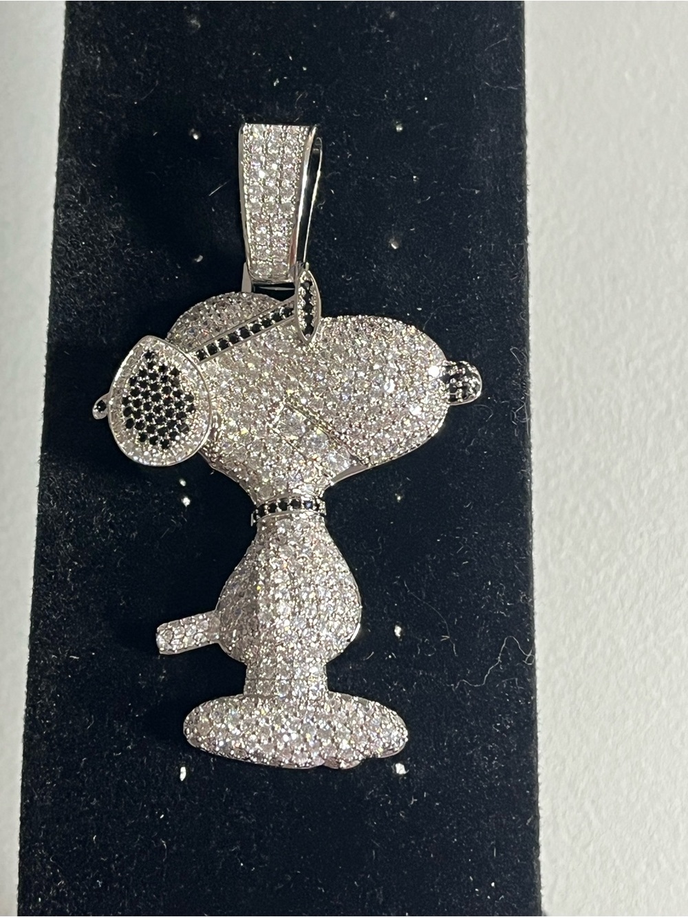 Silver-Tone Crystal Snoopy Pendant Necklace